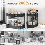 2 Pack Under Sink Organizer, Under Bathroom Cabinet Organizer with Hooks Hanging Cup, Multi-Purpose Storage Shelf for Kitchen Bathroom, Black - Image 3