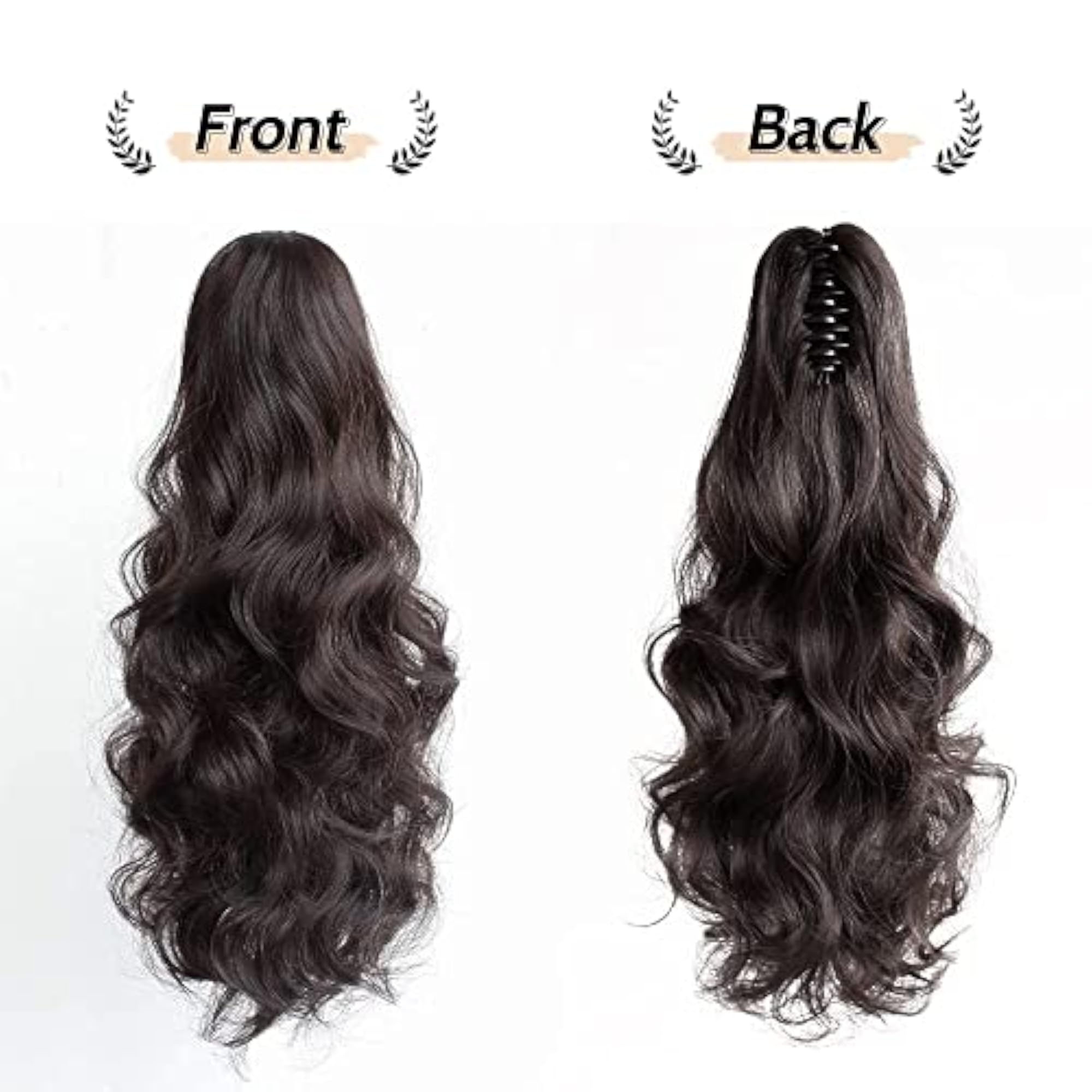 Wavy 22 Inch Long Brown Ponytail Claw Hair Extension