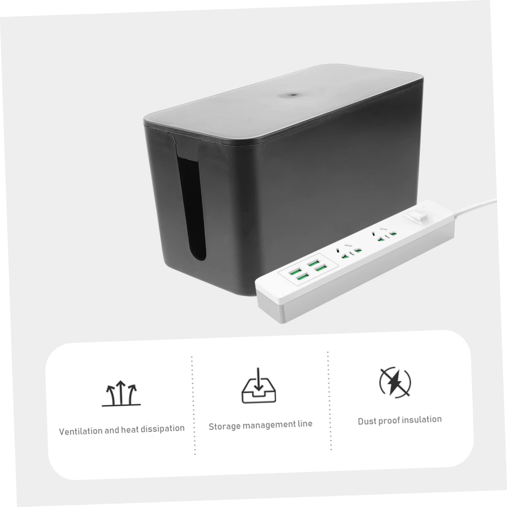 UPKOCH 2pezzi Organizer Per Cavi Plastica Con Coperchio Scatola Per Strisce Alimentazione Per Scrivania Tv e Computer Piccola Nero