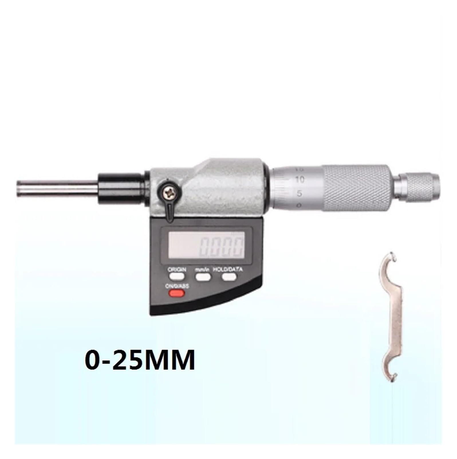 Außenmessschraube 0–25 mm, kleiner Messbereich, 0,001, Digitalanzeige und mechanische Skala, Mikrometer, Schraubenlehre, Schraubengewinde (30020098)