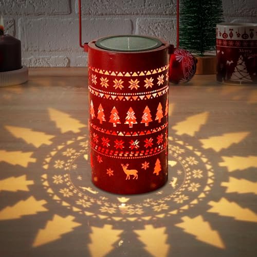 Laterne Weihnachten, Windlicht Tischdeko Weihnachten, Solarlaterne für Außen, LED Weihnachtsdeko Laterne, Weihnachtslaterne, Wasserdicht Solar Laternen Deko für Innen Outdoor Gartendeko Balkon Deko(B)