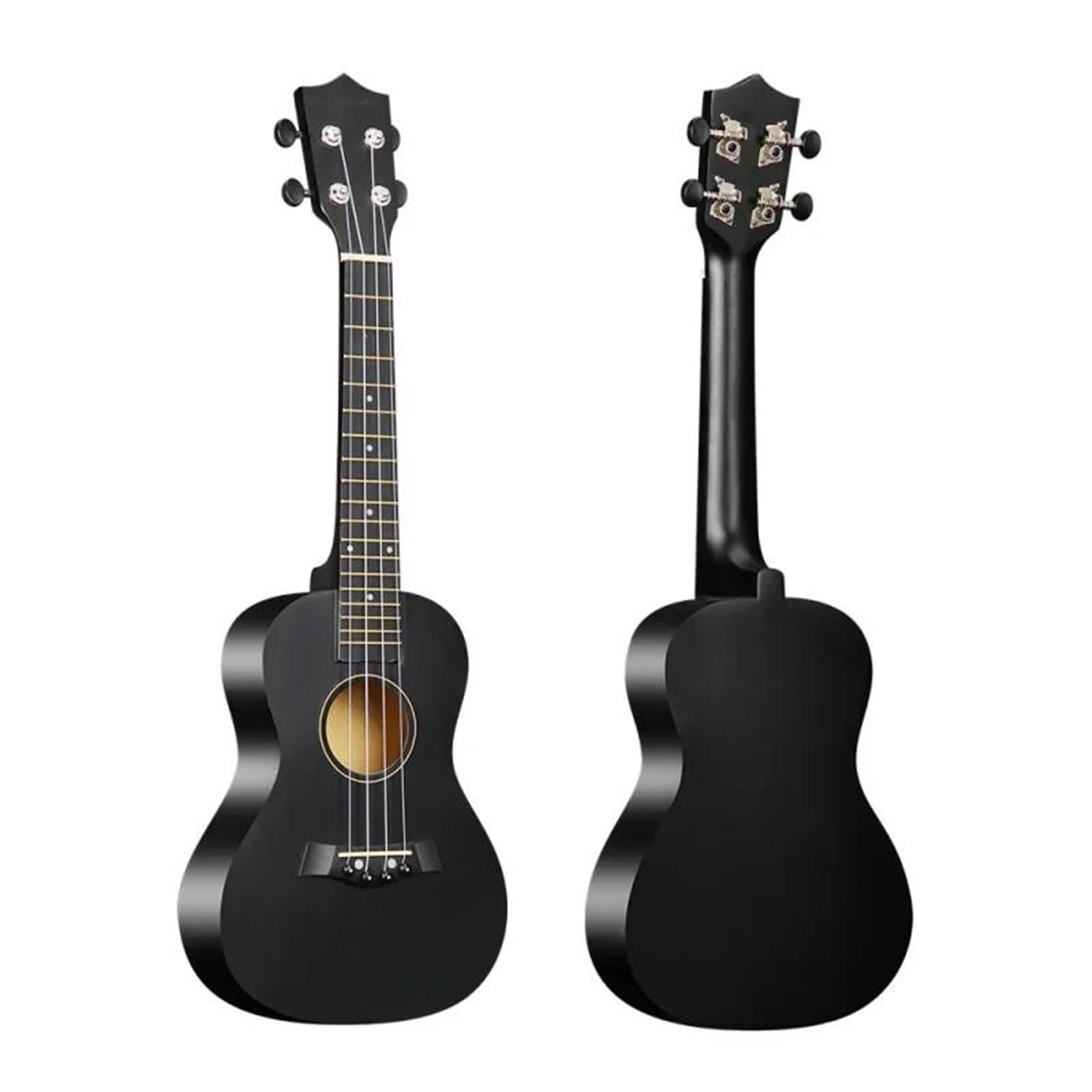 Leistungsart Ukulele 23 Zoll Akustik Ukulelen Set Mit Tasche Saiten Gurt Steg Nadel Kapodaster Plektrum Und Stimmgerät Für Anfänger(Black)