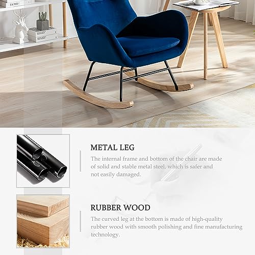 image for Tsuysi Velvet Rocking Chair Nursery, Upholstered Rocking Chairs with H