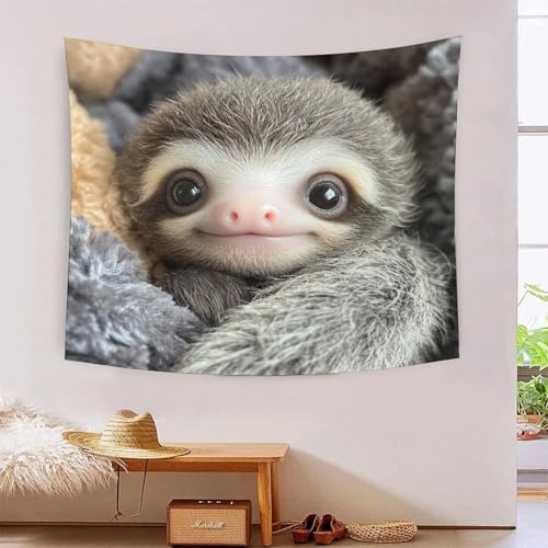 Tapisserie murale paresseux 3D KAYZTGSDA pour réchauffer un mur blanc sans faire de travaux