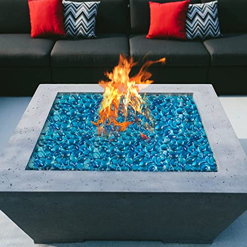 Image of 5 LB Sea Blue Glass Gems Flat Marbles with 1 Pc Large Inspirational Beads | Vase Fillers, Aquarium Fish Tank Pebbles,Fountain Stones,Floral Arrangement,Mosaics Crafts,Fire Glass Drops