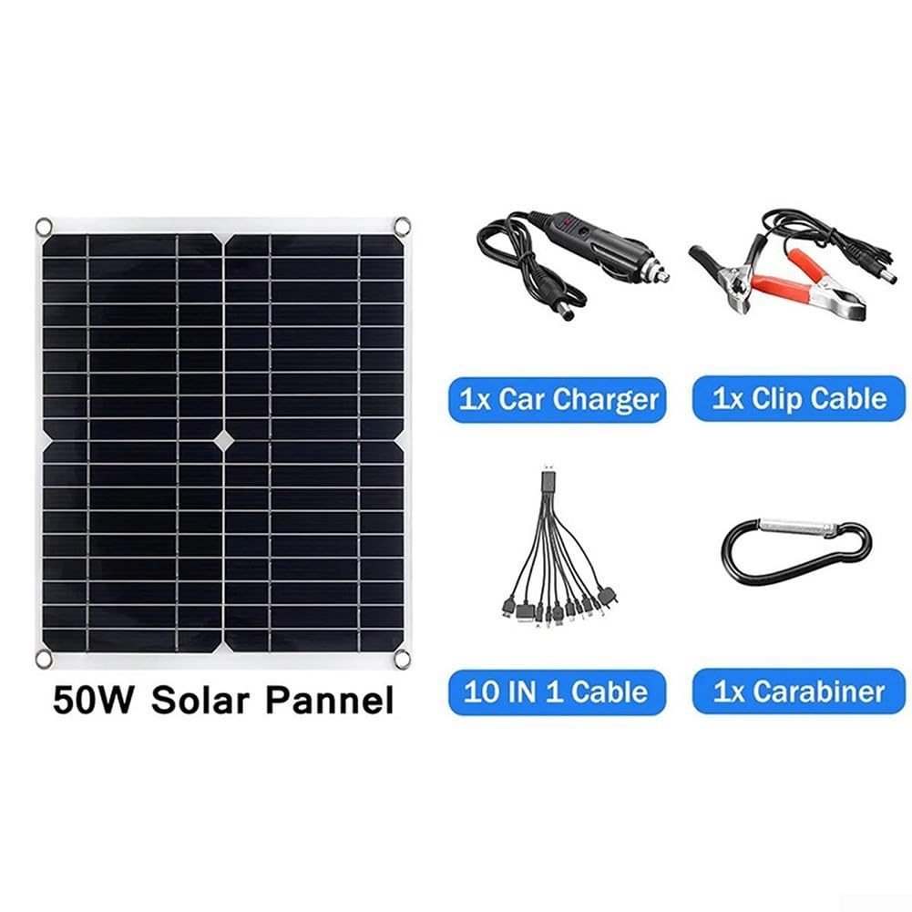 Lioaeust Solarpanel, 50 W, 12 V, Solarmodul-Set, Erhaltungsladegerät, Batterieladegerät, Wartung, Solarpanel für Boot, Wohnmobil, Schwarz, Modern, 19,9% Effizient
