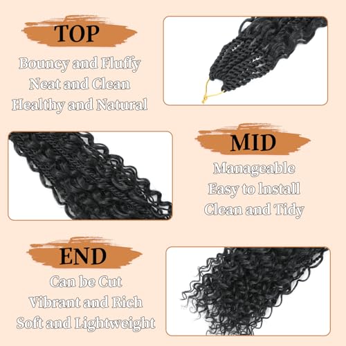 Auxemuen Senegalese Twist Crochet Hair 8Packs Boho Island Twist Crochet Hair with Curly Ends 24Inch Pre Looped Goddess Crochet Twists Hair Extensions for Black Women(1B) - Image 3