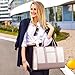 LOVEVOOK Laptop Tote Bags for Women Canvas Work Bag 15.6 inch Large Professional Teacher Purse Lightweight Computer Bag Briefcase Business Office, Pink