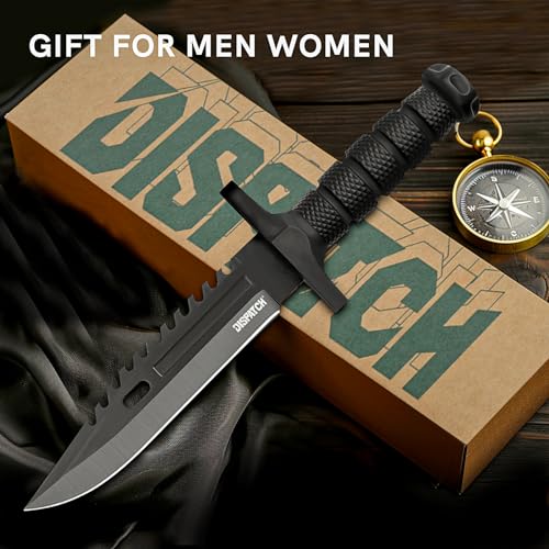 Image of Dispatch Fixed Blade Hunting Knife with Sheath, 12-inch Survival Knives for Men Tactical Bowie Knife with Non-Slip Handle for Bushcraft, Outdoor Camping