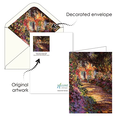 Image of RainCaper Fine Art Keepsake 5x7 Blank Stationery Claude Monet Greeting Note Cards With Decorative Envelopes, Gift Boxed Set of 16 | 300 GSM Cardstock (Monet Gardens)