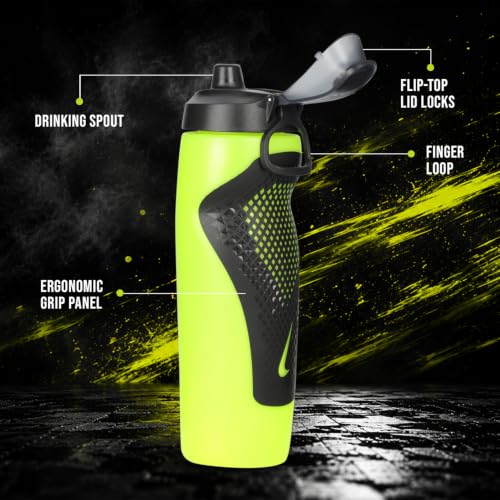 Image of Nike REFUEL BOTTLE LOCKING LID 24 OZ - VOLT /BLACK /BLACK IRIDESCENT, 709 ML