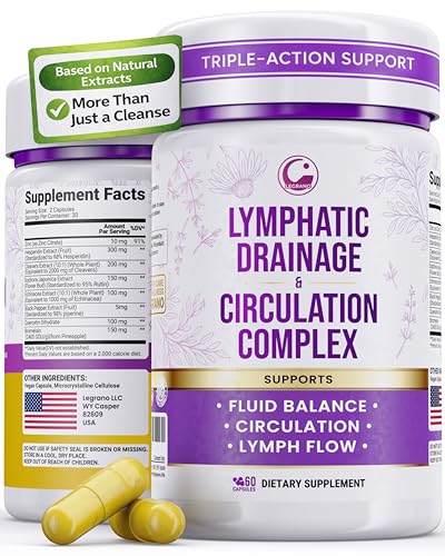Advanced Lymphatic Drainage Supplements – Lymphatic Cleanse & Lymph System Support with Hesperidin, Rutin, Quercetin with Bromelain – Herbal Lymphatic Support Formula – 60 Capsules