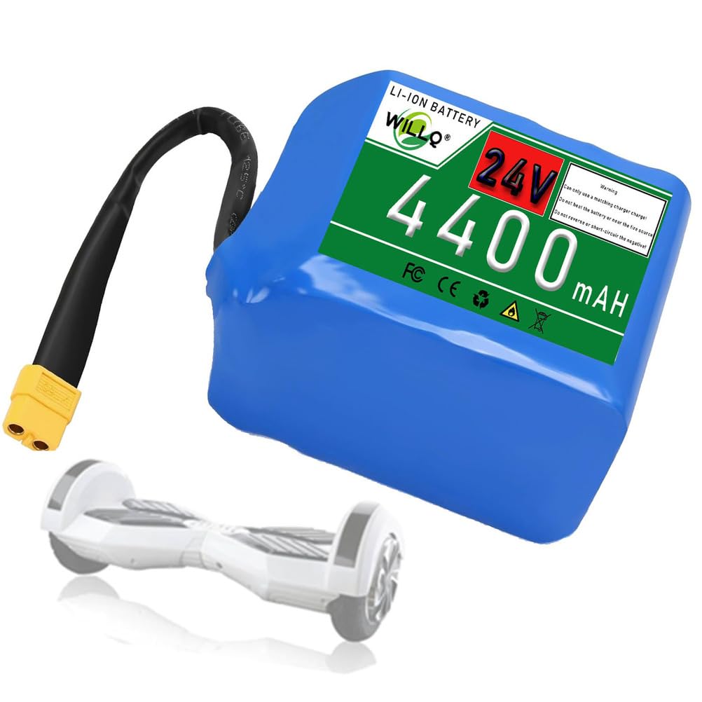 Batería de Litio de 24 V y 4400 mAh con Conector XT60 para Patinete eléctrico, batería de Repuesto de 4,4 Ah, Recargable, para Hoverboard.