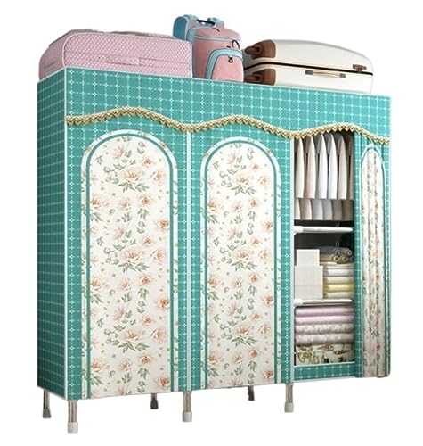 IWENZHKPA Armario Portátil Ropa Armario De Tubo Acero, Tela para Dormitorio, Almacenamiento Armarios Ropero(Grün,160 * 45 * 175cm)