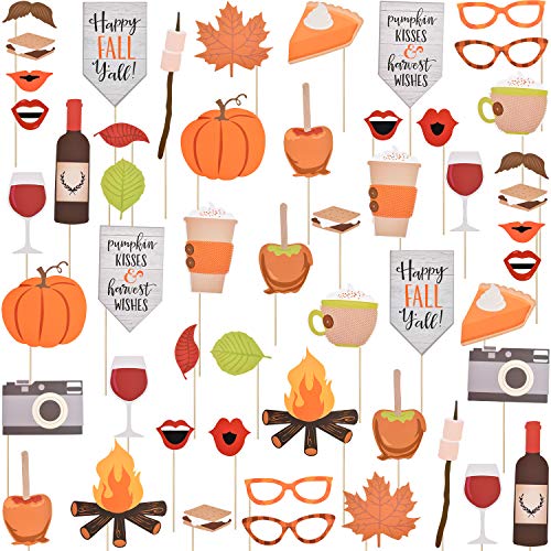 52 Pieces Happy Fall Yall Photo Booth Props Kit