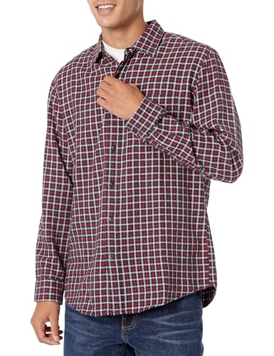 Image of Amazon Essentials Men's Regular Fit Long-Sleeve Flannel Shirt, Soft Brushed Cotton, Lightweight yet Warm