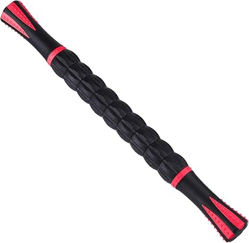Massage Roller Stick,Muscle Roller Stick for Athletes, Liposuction Massage Roller for Lymphatic Drainage, for Relief Muscle Soreness, Trigger Points, Help Runner Legs, Back Recovery Red & Black