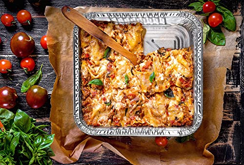 ReadySteadyServe Pack of 20 Square Aluminium Foil Trays with Lids | Heavy Duty Baking Cake Pans | Disposable Tins Trays | Portable Food Containers | for Roasting Oven Cooking | 24cm x 24cm 9x9 inch - Image 8