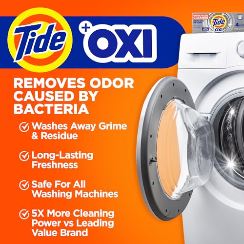 Image of Washing Machine Cleaner by Tide, Washer Machine Cleaner with Oxi for Front and Top Loader Washer Machines, Deep Cleaning Residue & Odor Eliminator, 5 Month Supply (Packaging May Vary), Pack of 6
