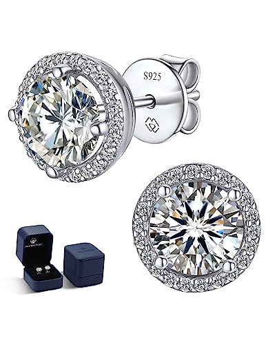 MomentWish モアサナイト ピアス レディース メンズ 1-2ct Dカラー モアッサナイト イヤリング シルバー925 金属アレルギー対応 男女兼用 ダイヤモンド ピアス 人気 プレゼント