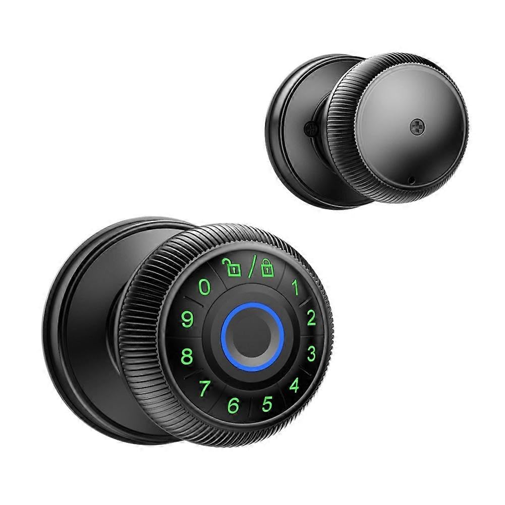 Joyhappst Image Color Fingerprint Door Lock-Smart Door Handle, Keyless Door Handle With Password Keypad For Bedroom Smart Door Lock Black