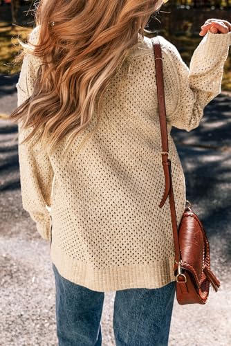 Chic Loose Fit Eyelet Detail Sweater - Parchment2