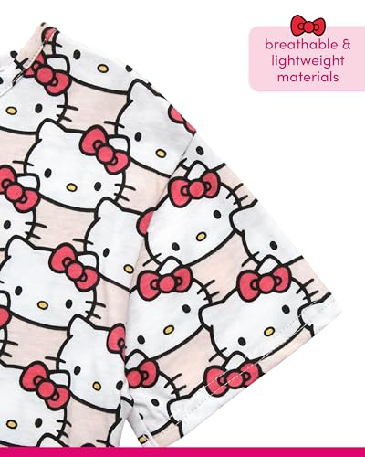 Image of Hello Kitty Girls Shirts - 2 Pack Cotton Blend Short Sleeve Tops - Crewneck Cute Graphic Girls Tee Shirt Pack