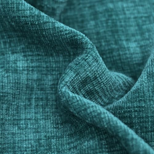 CaliTime Pack of 2 Cozy Throw Pillow Covers Cases for Couch Sofa Home Decoration Solid Dyed Soft Chenille 18 X 18 Inches Teal - 1