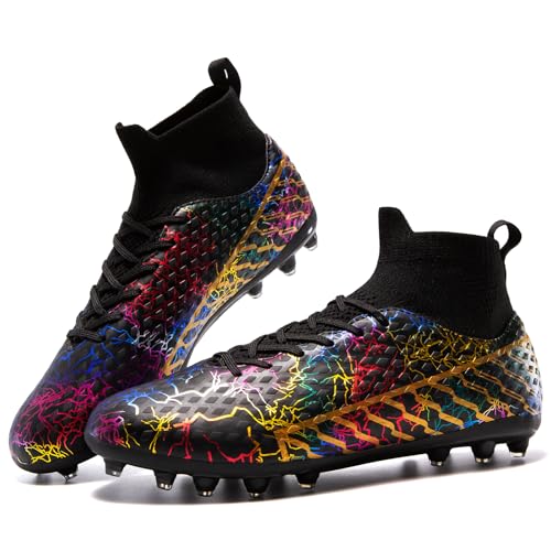 Unisex Soccer Cleats Mens Lightweight No-Tie Lacing System Multi-Surface Football Shoes with Ankle Support for Beginners to Advanced Players2