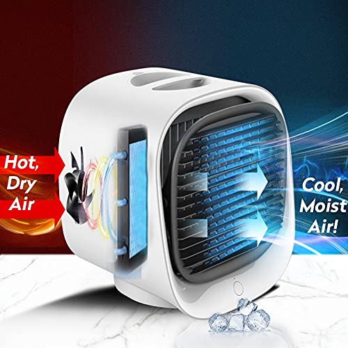 Mini USB klimatyzator biurkowy wentylator chłodzący nawilżacz oczyszczacz z 7 kolorami światła, przenośna chłodnica powietrza do użytku biurowego i sypialni