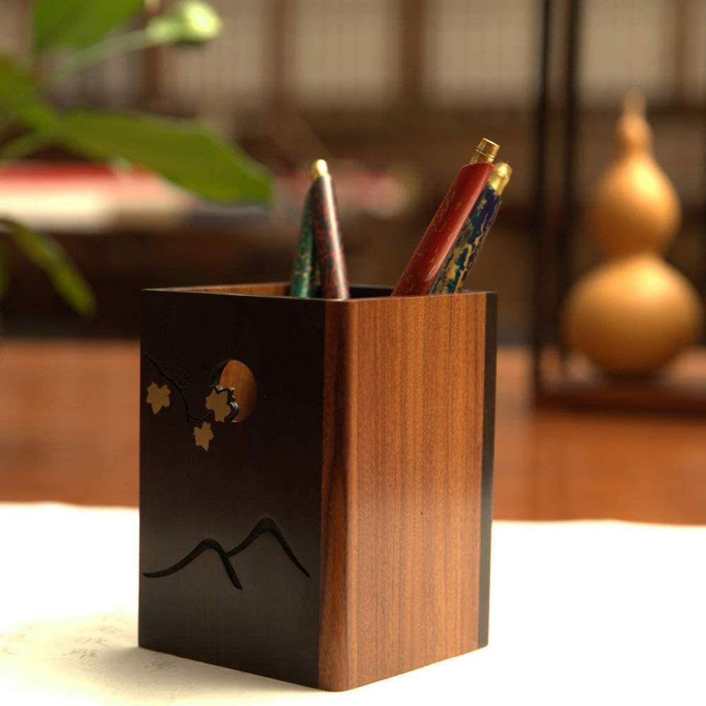 Porta pennelli per Trucco, portapenne da scrivania in Legno Naturale, organizzatore per matite, Supporto per matite da Tavolo, Semplice Regalo di Compleanno
