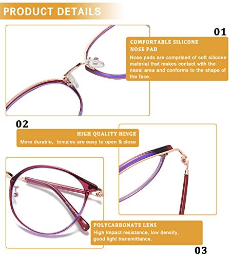 Image of DUCO Blue Light Glasses for Women Men Blue Ray Blocking Glasses Computer Glasses for Teens Retro Round Eyeglasses W013