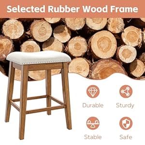 Counter Height Bar Stools Set of 2, 24 Inch Barstools for Kitchen Island, Upholstered Kitchen Chairs with Thick Saddle Seats, Fabric Wood Barstools, Beige Counter Height Bar Stools Set of 2 24 Inch Barstools for Kitchen Island Upholstered Kitchen Chairs with Thick Saddle Seats Fabric Wood Barstools Beige