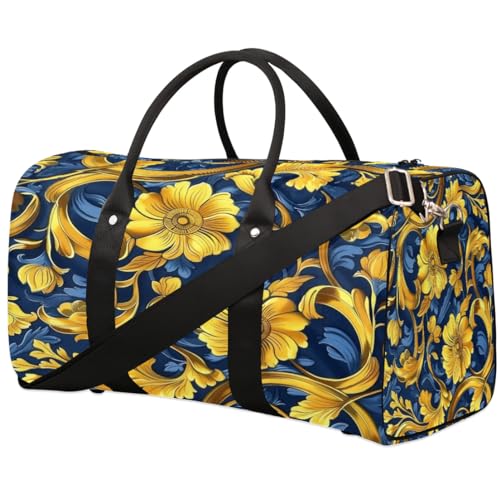 Travel Duffle Bag Gold Sunflowers Foldable Travel Bags for Men Women, 17 Inch Gym Bag Workout Bag Carry on Weekender Overnight Bag for Gym Travel