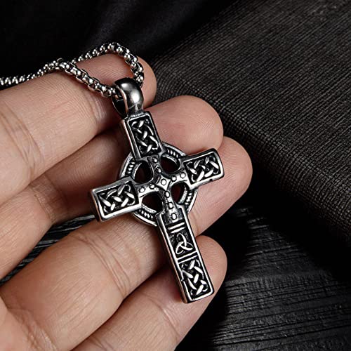 TURTLEDOVE Trinity Celtic Cross Necklace - Stainless Steel Triquetra Knot Irish Pendant - Jesus Crucifix Cross4