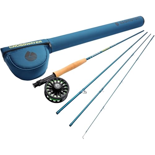 Redington Crosswater Fly Fishing Outfit – 4-Piece Fly Rod with Crosswater Reel, Rio Mainstream Fly Line & Zippered Travel Case – Complete Starter Kit