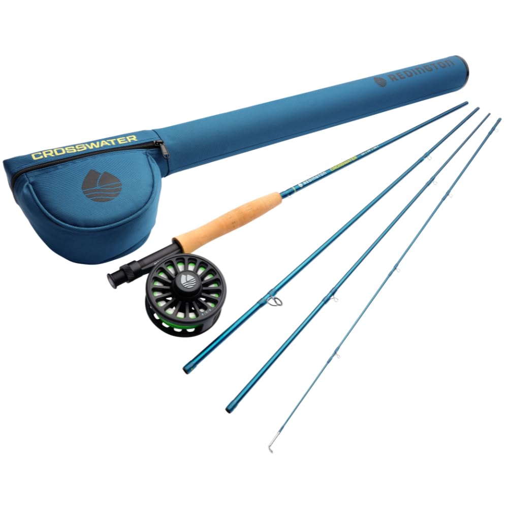 redington crosswater fly fishing outfit  4-piece fly rod with crosswater reel rio mainstream fly line amp zippered travel case  complete starter kit