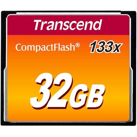 Transcend 32GB CompactFlash 133 Memory Card (CF Card) Up to 50/20 MB/s, Supports Ultra DMA transfer mode 4 with MLC NAND Flash ideal for entry-level DSLRs TS32GCF133
