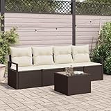 Photo Gallery teenpull set di divani da giardino in rattan sintetico, 5 pezzi, marrone e crema, 55 x 55 x 37 cm, moderno set di mobili per esterni con cuscino per balcone e giardino Photo Gallery teenpull set di divani da giardino in rattan sintetico, 5 pezzi, marrone e crema, 55 x 55 x 37 cm, moderno set di mobili per esterni con cuscino per balcone e giardino