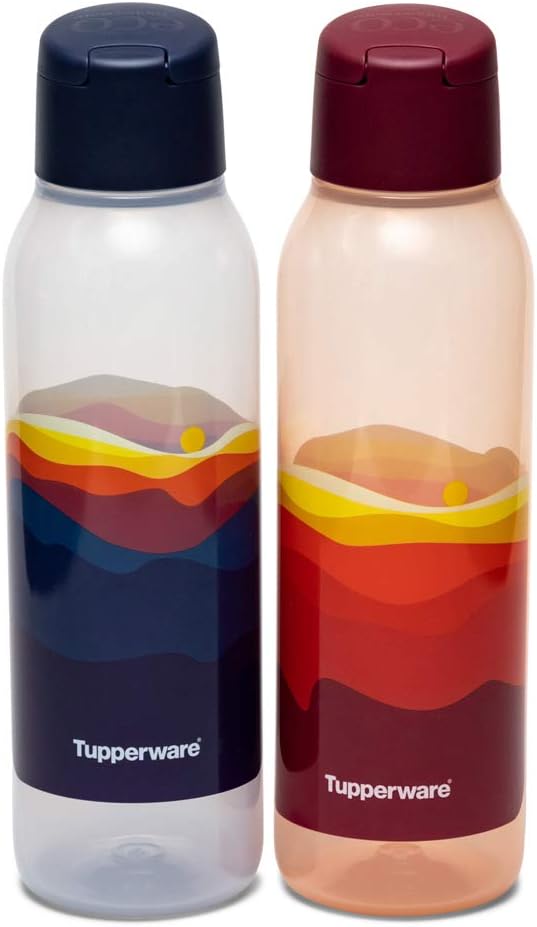 Tupperware Plastic Bottle, 750ML, Set of 2, Red, Blue
