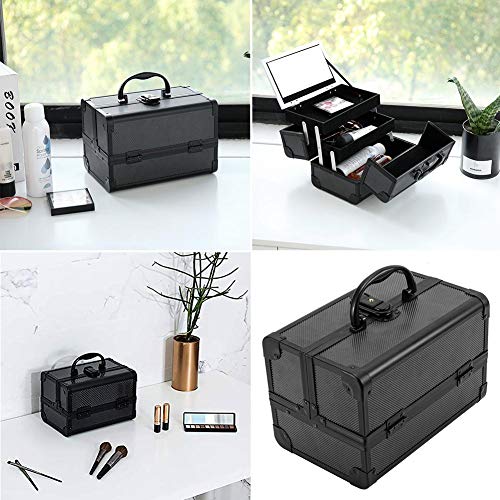 Preisvergleich Produktbild Kosmetikkoffer, Kosmetikkoffer, doppelt offener Koffer, professionell, verstellbar, 4 Fächer