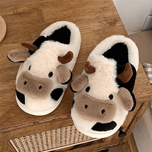 Cartoon animal cattle slippers, winter slippers, warm home shoes, interesting plush cotton shoes2