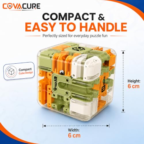 Image of COVACURE 3D Maze Puzzle Cube with Metal Ball Inside, Transparent Handheld Marble Run Brain Teaser Game for Kids & Adults, Engaging Brain Teaser, Stress Relief Challenge (6 CM)