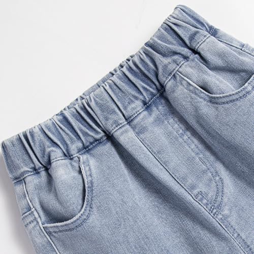 Girls’ Stretchy Elastic Waist Flared Jeans Blue Bell Bottom Denim Toddler to Kids3