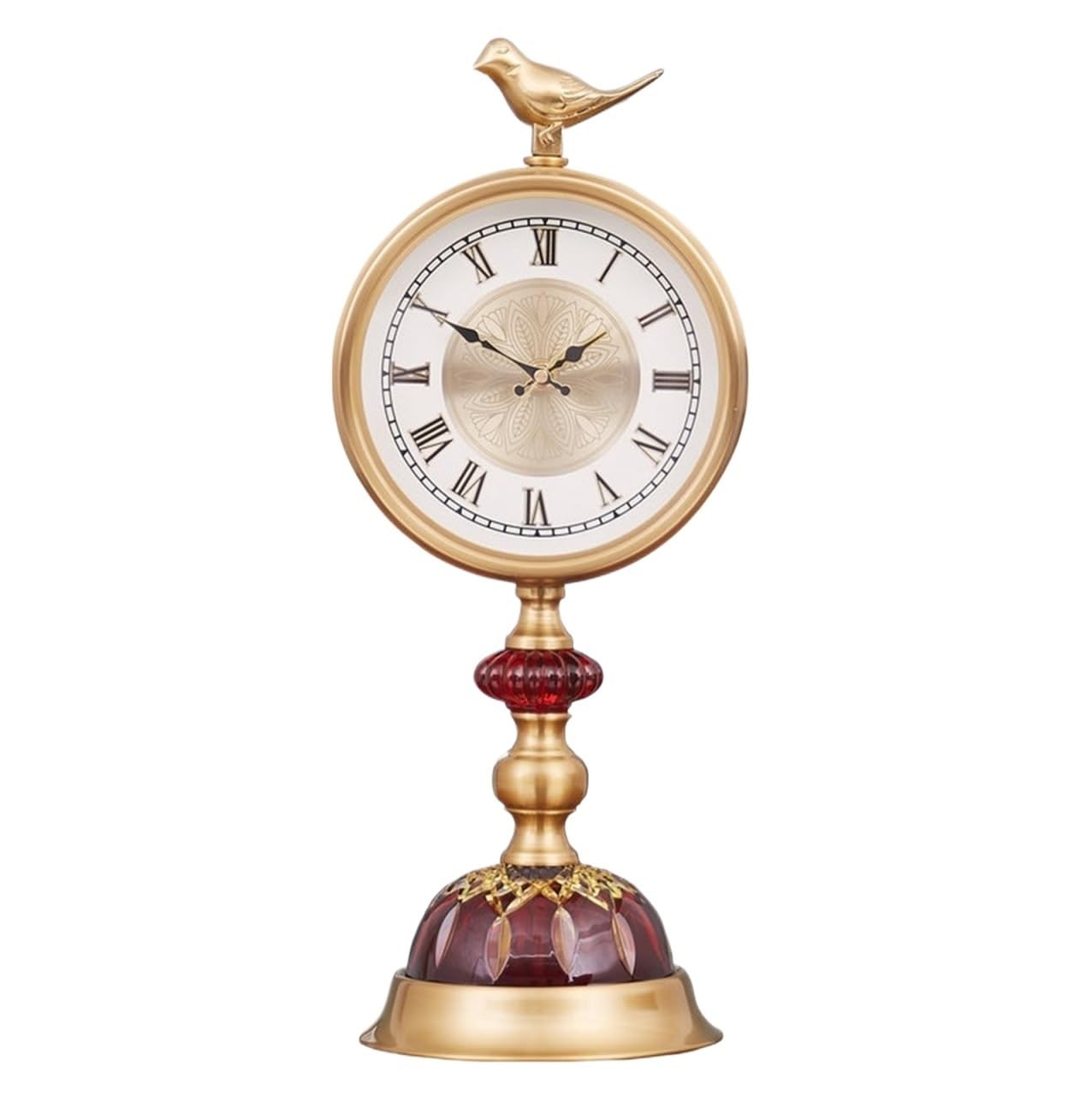 GFJHdfhE Mantel Clock | Classic Design Battery Operated Antique Retro Table Clock Silent Bedside Desk For Office Decor Traditional Style(Red2)