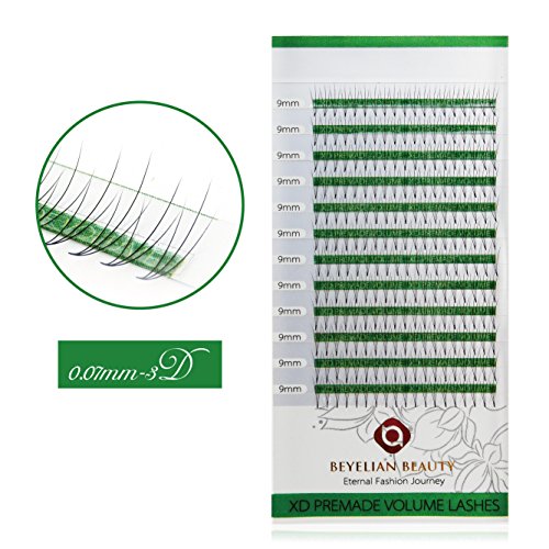 BEYELIAN 3D Premade Volume Eyelash Extensions Fans Lashes Individual False Eyelashes Ultra Natural (0.07mm 9mm C Curl 228 pcs)