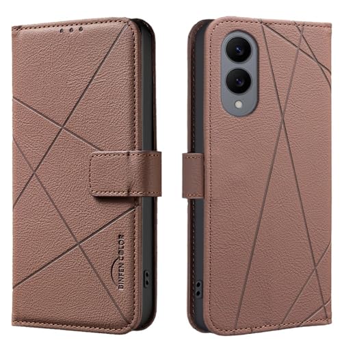 Étui portefeuille en cuir élégant à rabat marron pour Samsung Galaxy S25 Plus