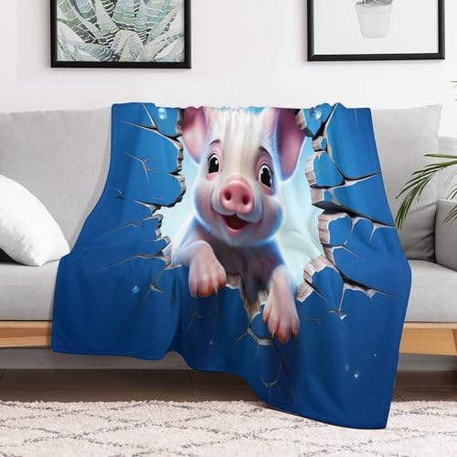 Couverture Polaire Cochon 150x200cm | Plaid Lit et Canapé en Flannel Douce - 3