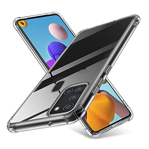 Hually Case for Samsung Galaxy A21s (6.5 inch) Galaxy A21s Clear Case With Reinforced Corners Drop Protection Soft TPU + Clear Hard Back Protective Phone Case Cover for Samsung Galaxy A21s
