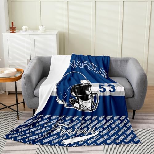 Feelyou Football Flannel Fleece Throw Blanket Indianapolis Queen 90x90 Football City Fleece Throw Blanket for Kids Women Men Sports Games for Bed Couch Chair Living Room Bedroom Decor